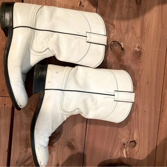 Vintage White Boots - Justins - Picture 1 of 3